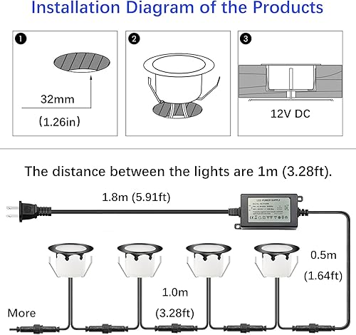 Miniatura 5 de Kits de luces LED para exteriores con fotocélula, 1.77 pulgadas, blanco cálido, paquete de 20 unidades, color negro, bajo voltaje, 12 voltios, IP67,
