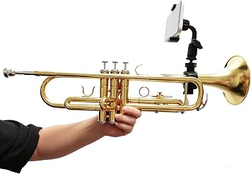 Trumpet Lyre Universal Clip for Digital Sheet Music,Practice&Live Streaming360Adjustable Smartphone Holder for Trumpet Lyre for Marching Band for Trumpet,Clarinet,Fits iPhone&Android