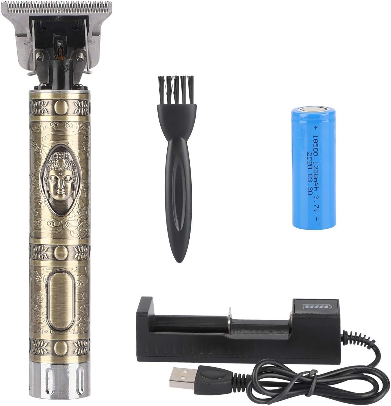 plenzo Hair Trimmer Rechargeable Electric Hair Clipper Gold Barbershop Cordless 0mm T-blade Baldheaded Outliner Men