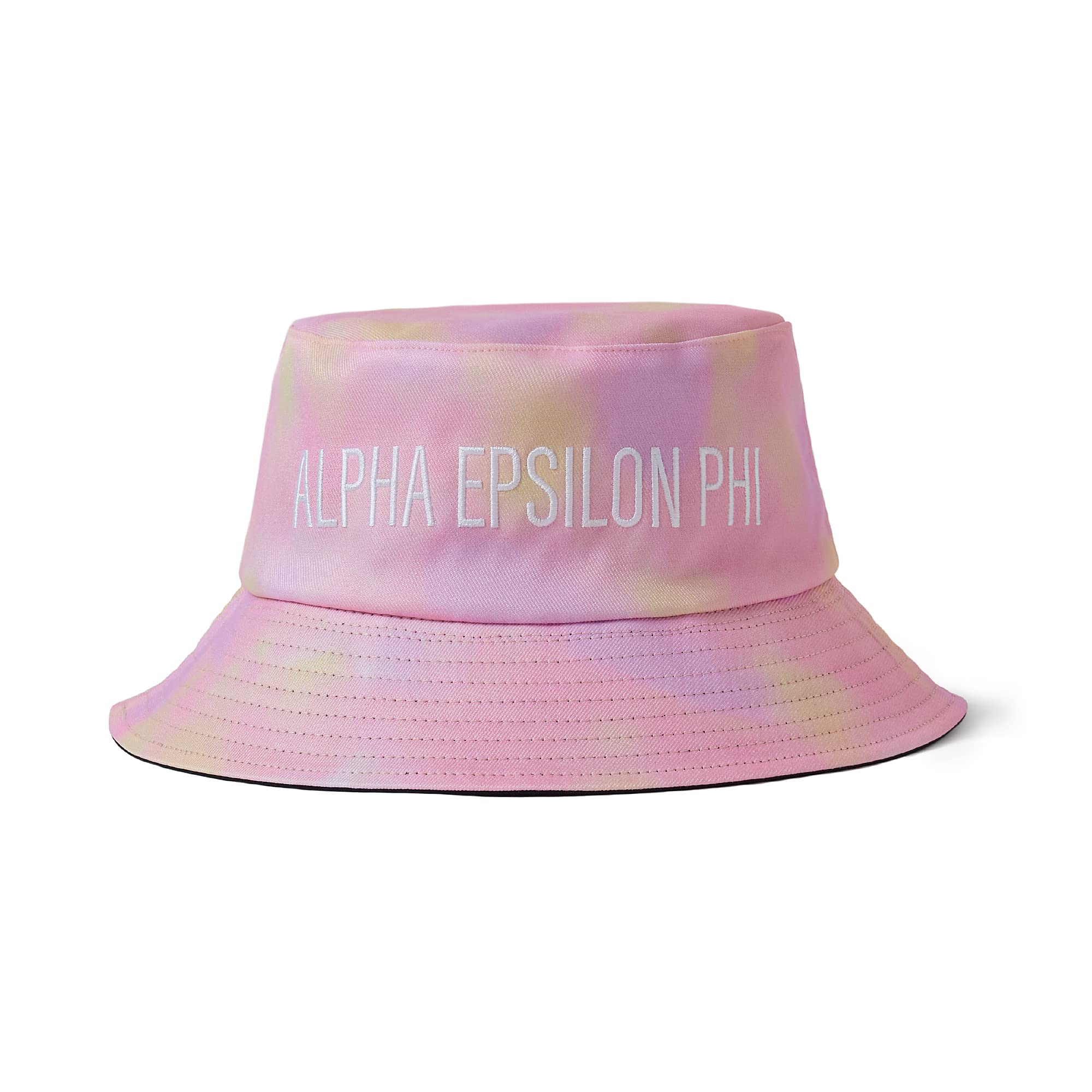 Sorority Shop Alpha Epsilon Phi Bucket Hat - Tie Dye - AEP Embroidered Logo Rainbow, Rainbow, One Size-Large