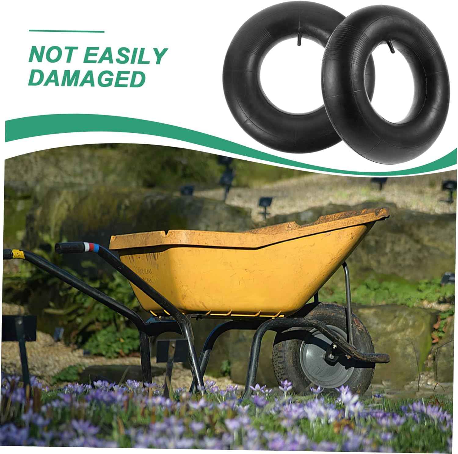 2pcs Heavy-duty Inner Tubes for Lawn Mowers and Wheelbarrows Shock Absorbing Compatible with Various Equipment High Load-bearing Capacity