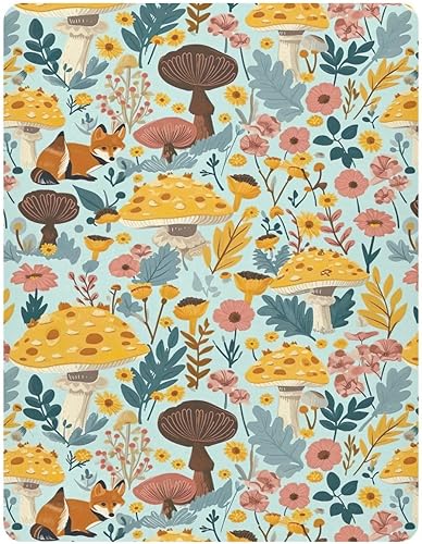 Miniatura 2 de Kigai Fitted Crib Sheet for Boys Girls,Mushroom Flowers Jersey Knit Baby Sheet for Standard Crib and Toddler Bed Mattresses, Cozy Soft Breathable,