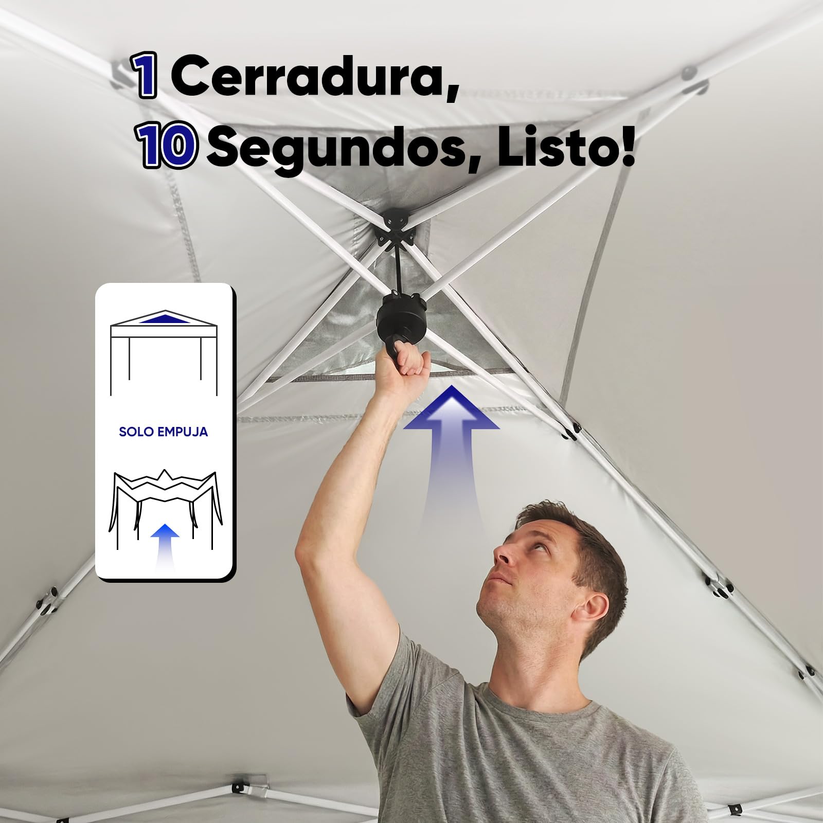 Quictent Carpa Plegable 3x3m con 3 Paredes Laterales Extraíbles, Tienda de Toldo con Cerradura Central, Refugio Portátil para Fiestas de Jardín y Camping, Azul Oscuro