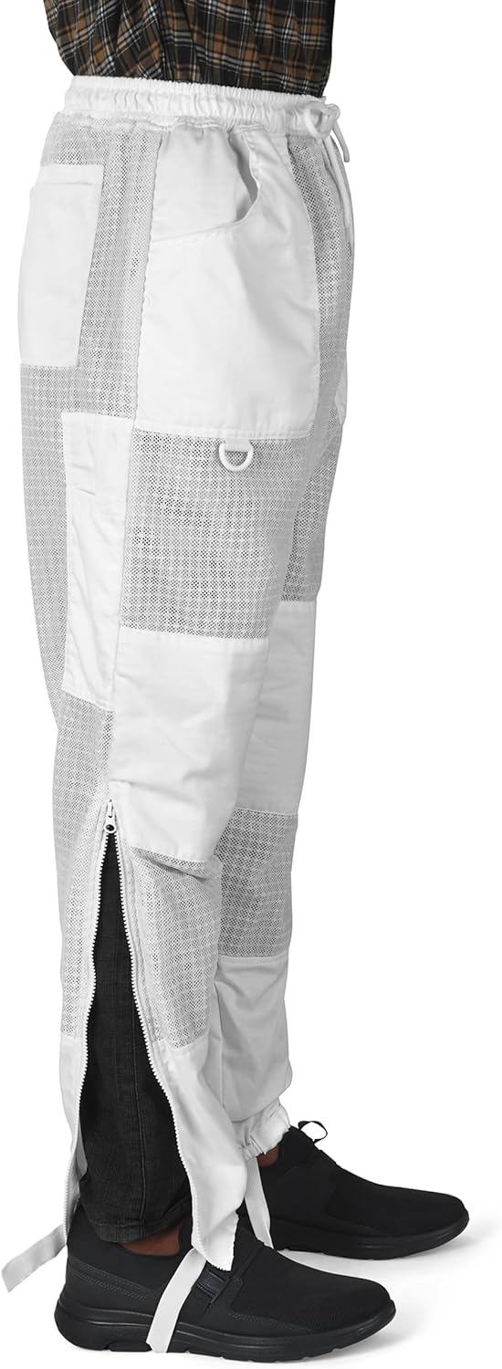 BP-351 Beekeeping Pant Ventilated Three Layer Mesh with Leg High YKK Zippers & Pockets White & Brown