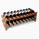 SOLENTRA 18 Bottle Freestanding Wine Rack – Modular Stackable Bamboo Wine Storage Stand for Kitchen, Dining Room & Home Bar