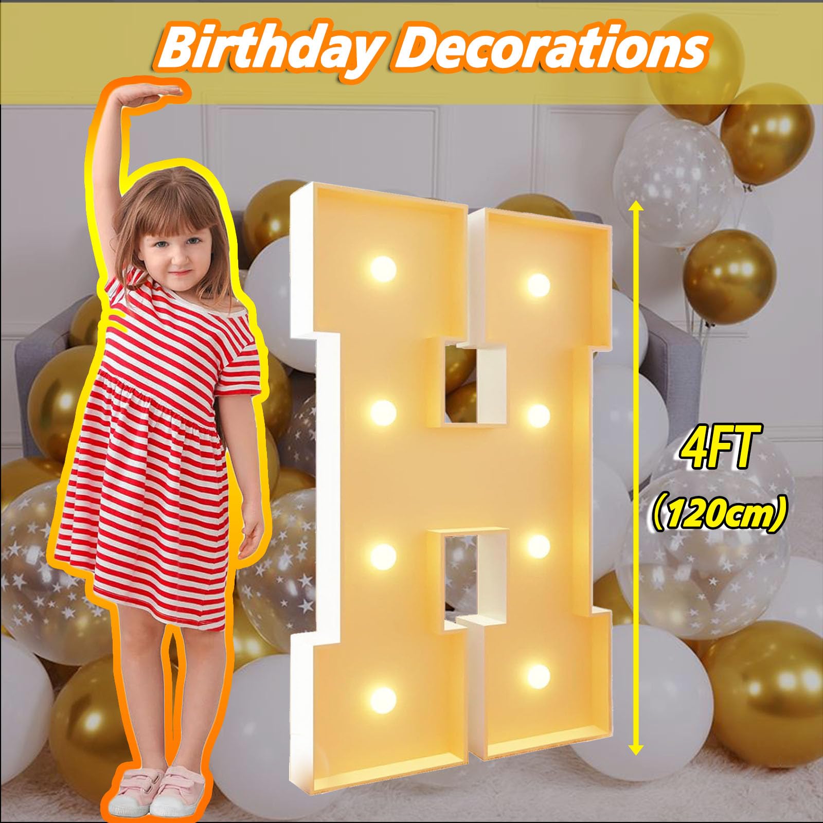 Lettres lumineuses géantes blanches pour chapiteau - 1,2 m de haut - Cadre en mousse prédécoupée - Lettres lumineuses pour décoration de fête d'anniversaire, mariage, fête prénatale