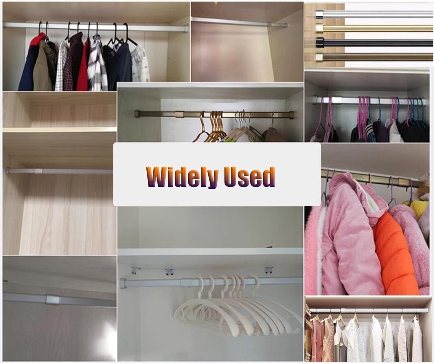 Aluminum Alloy Closet Rod Bracket, Extendable Tension Garment Bar, Clothes Hanging Rods for Bathroom Kitchen Closet,16.5-59.1in Adjustable (Color : B, Size : 60cm/23.6in-95cm/37.4in)