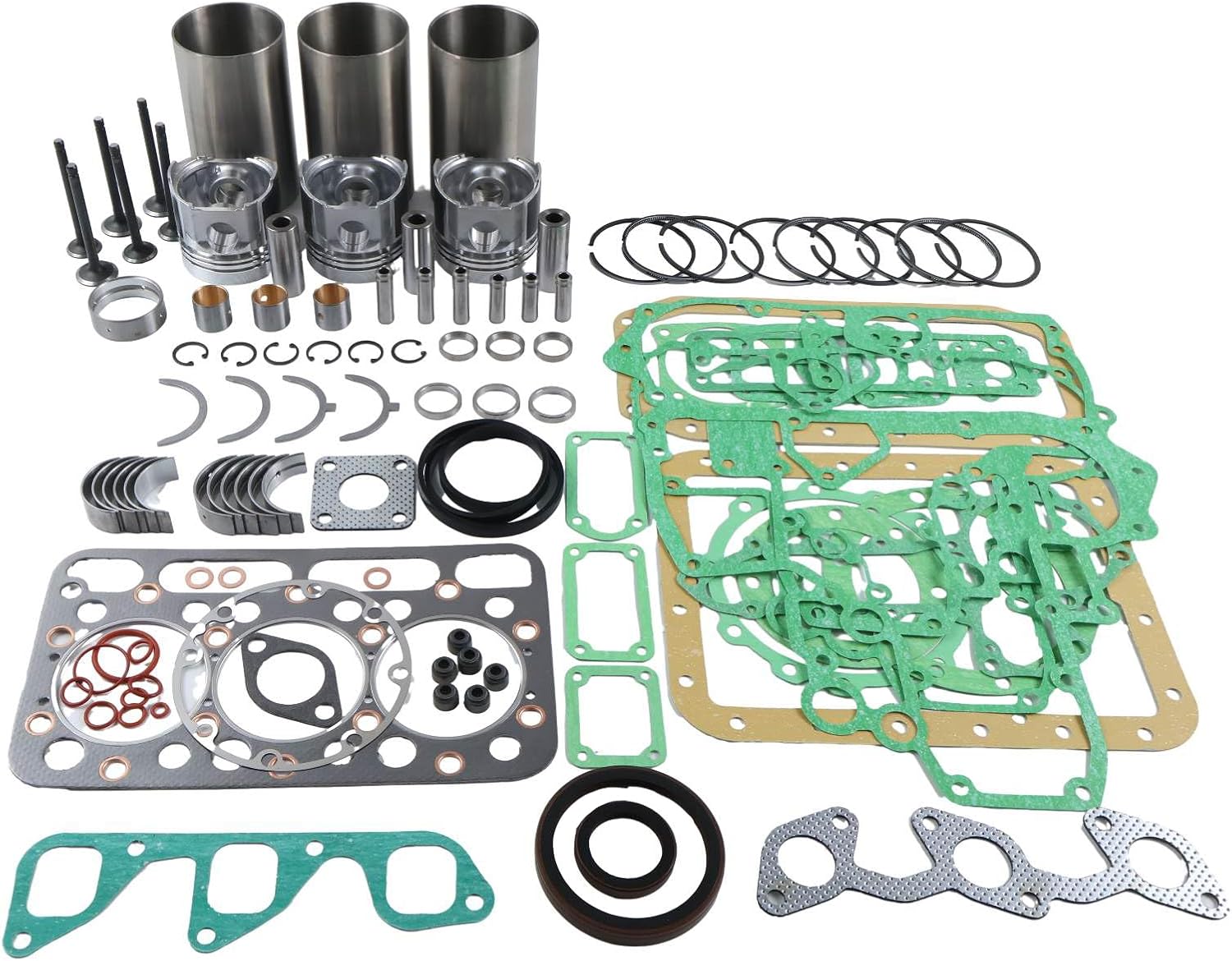 Overhaul Rebuild Kit with Liner Sleeves Compatible with Kubota D1402 DI D1402DI Direct Inject Engine L2550DT L2550 L2650DT L2650DTGST L2650F Tractors