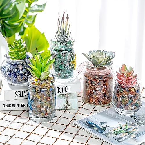 Miniatura 6 de Rocas decorativas pulidas, rocas de grava, piedras de cristal triturado, piedras de colores mezclados para plantas, macetas, suculentas, cactus,