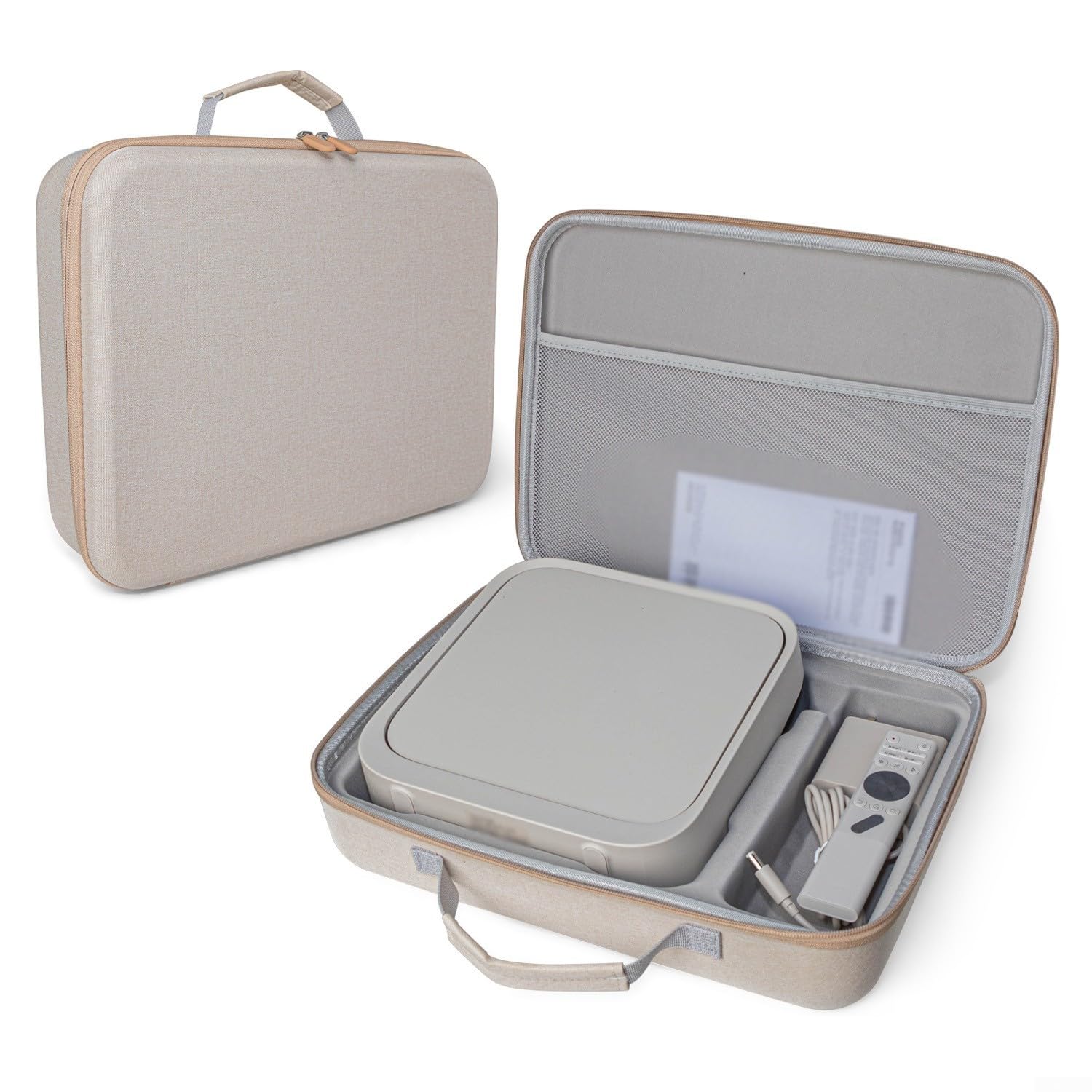 Estuche de almacenamiento para proyector, funda rígida de EVA para XGIMI Z6X-5, manejo de protección de proyector y almacenamiento de accesorios construido específicamente (beige)