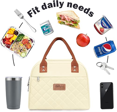 Miniatura 7 de HOMESPON Bolsa de almuerzo aislada para mujeres, hombres y adultos, bolsa de almuerzo con bolsillo frontal, bolsa enfriadora para el trabajo, picnic