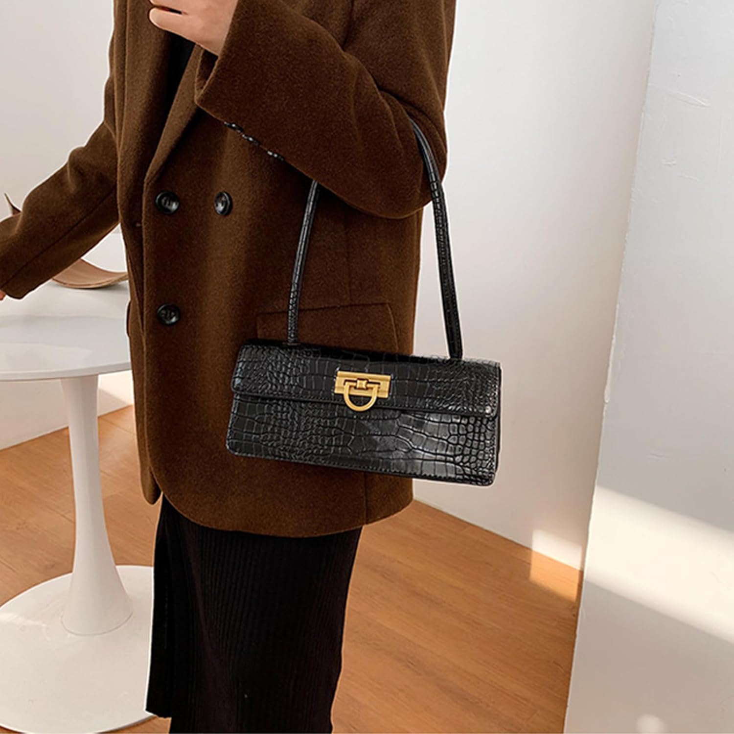 Small Purses for Womens Vintage Shoulder Bags for Women y2k Bag Black Shoulder Purse Cute Pu Leather Handbag - Image 3