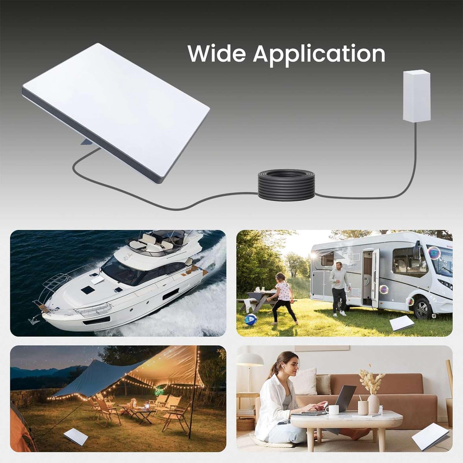 AUNMAS Cable de Alimentación CC, Cable de Alimentación CC Impermeable de 22,8 M, 75 Pies, de Repuesto de Cobre y Caucho para Mini Antenas Satelitales, Alcance Extendido, Uso en Interiores y Exteriores