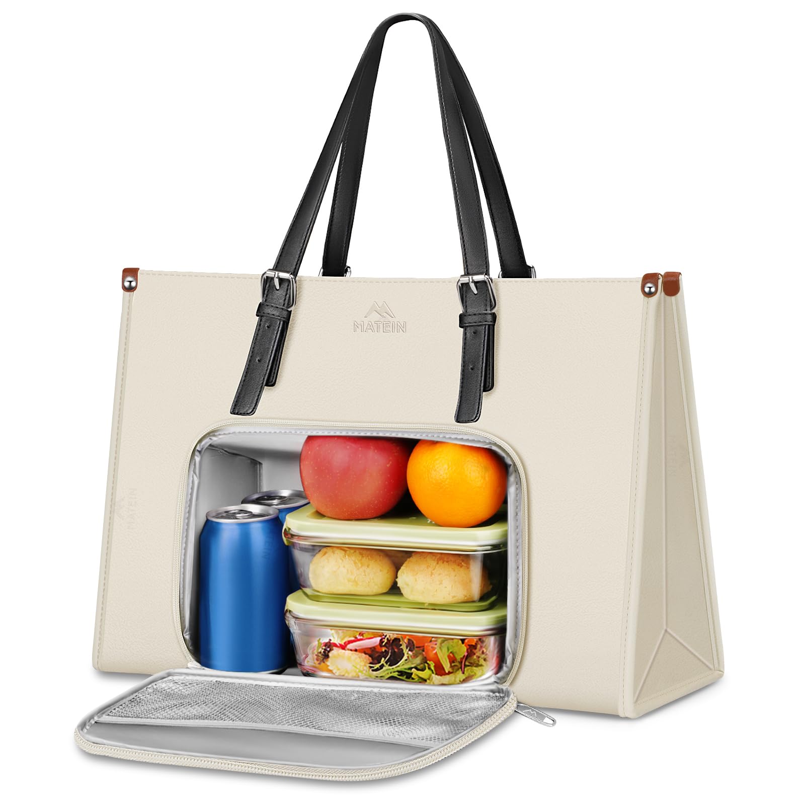 Borsa Lavoro Donna MATEIN Con Scomparto Pranzo Isolato - Porta PC 15.6", Pelle PU, Nero - Foto 6