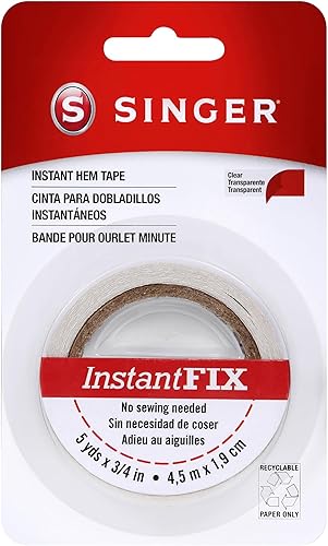 Singer Cinta para dobladillos instantáneos, peso regular 3/4", 15 yardas, transparente, se puede planchar