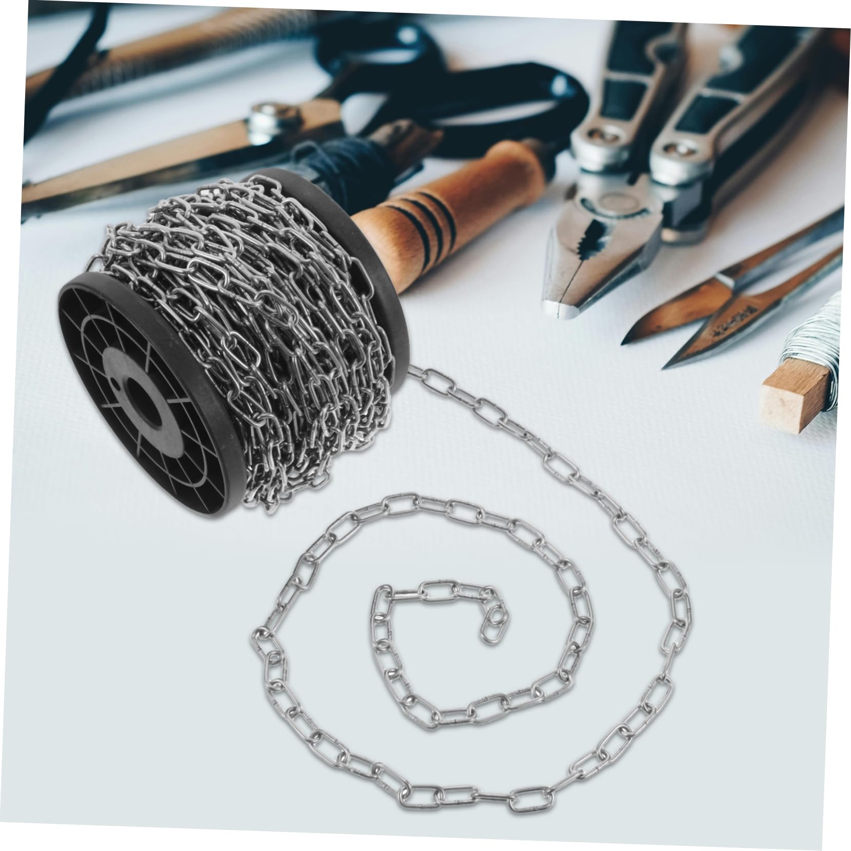 Cadena Colgante de Acero Inoxidable 1 Rollo Plata de 0,08 Pulgadas