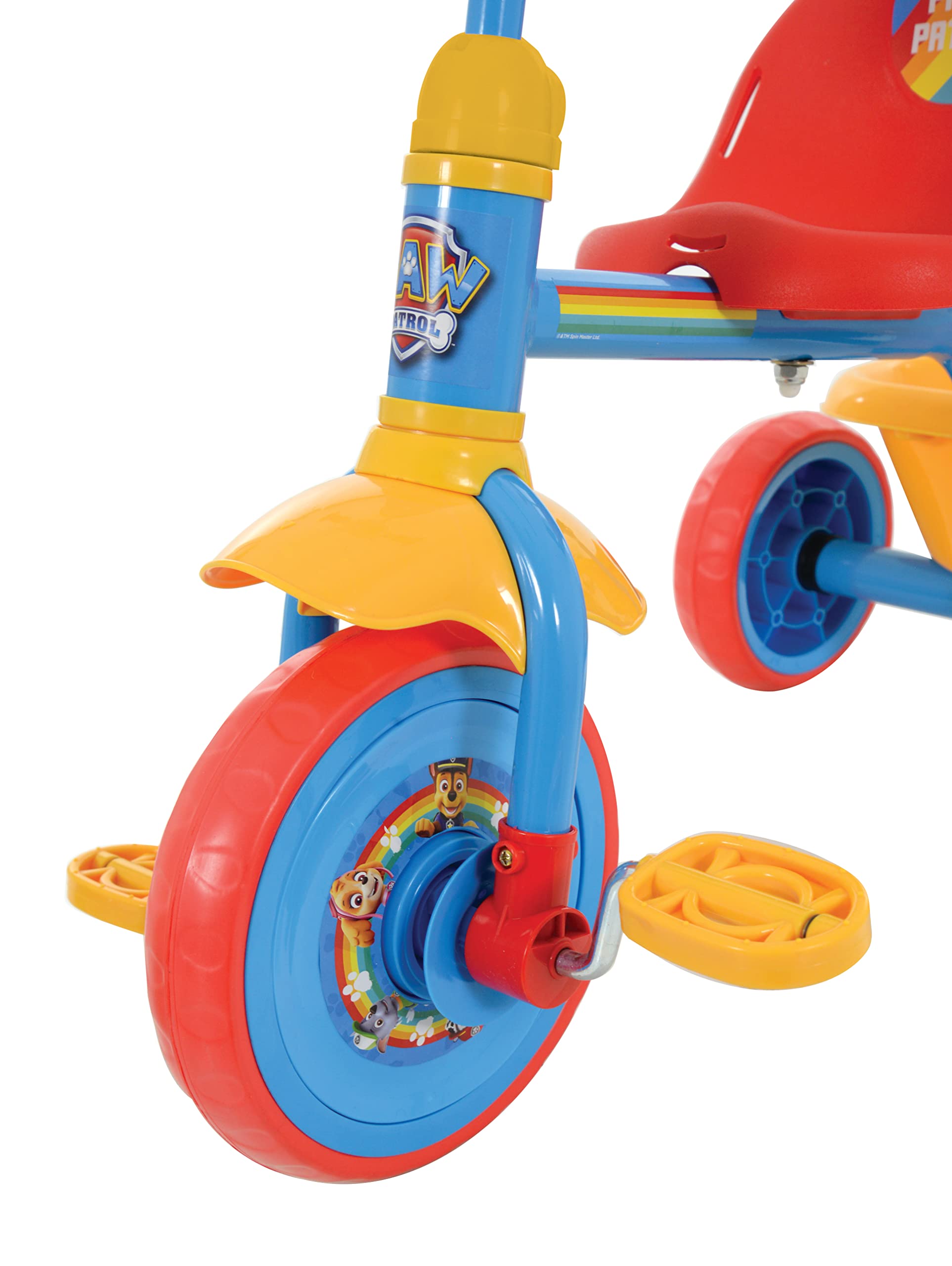 Paw Patrol First Ride On Trike, giocattolo per bambini con manico regolabile, frizione a pedale facile da cambiare, pneumatici a prova di foratura, telaio in acciaio, parafango anteriore, portaoggetti