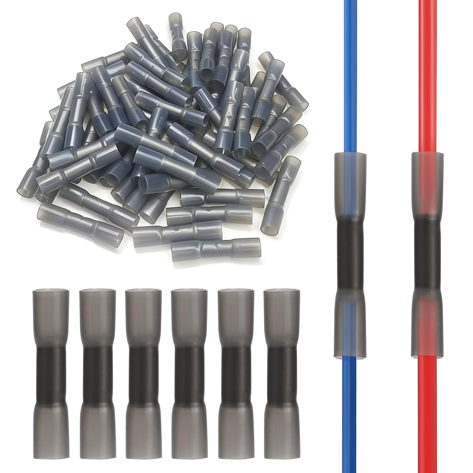 110pcs Heat Shrink Butt Connectors Kit, 14-12 AWG