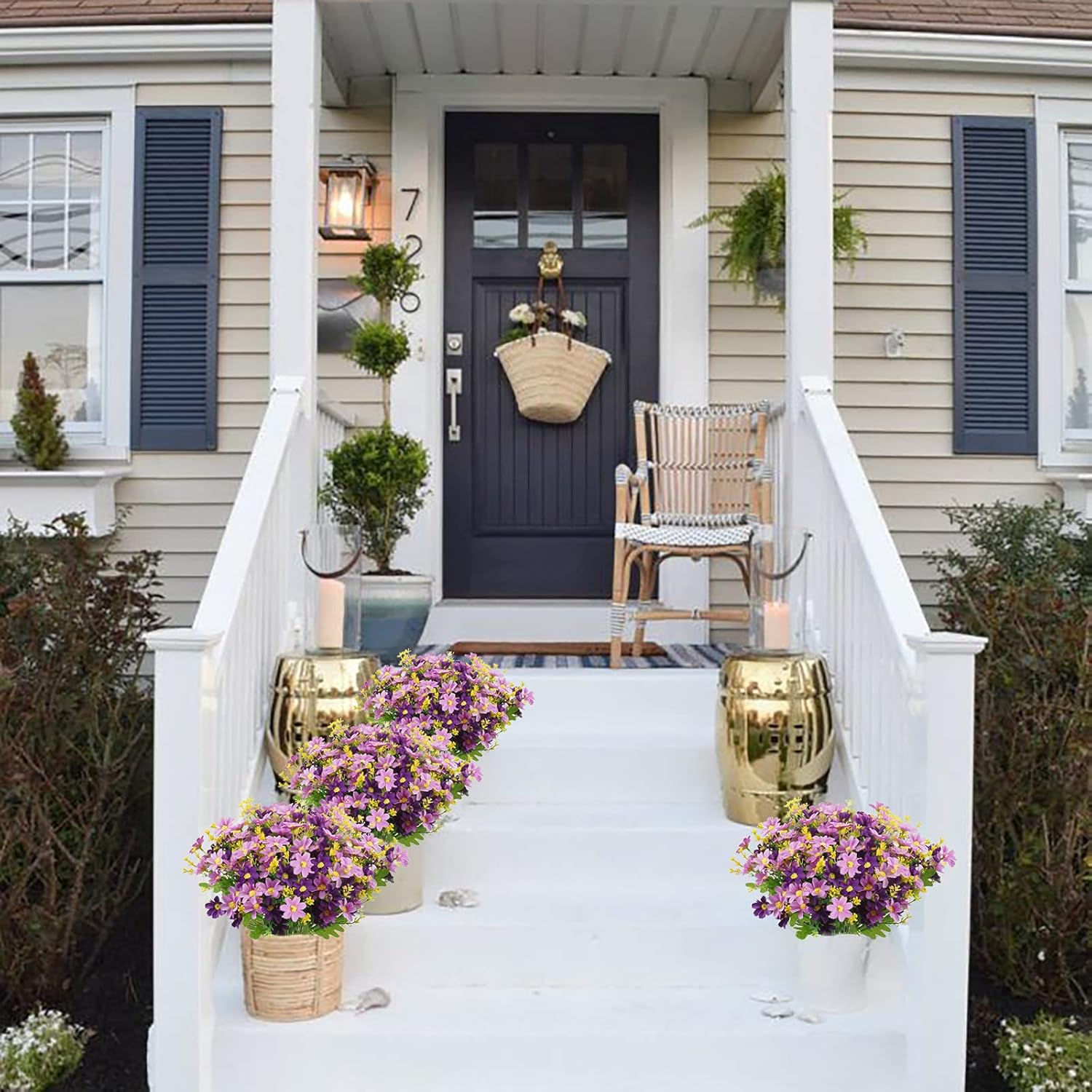 Uieke 12 Bundles Artificial Flowers for Outdoors UV Resistant Fake Daisy Mums Flowers No Fade Shrubs Plants Indoor Outside Planter Home Wedding DIY Garden Porch Décor (Purple) - Image 5