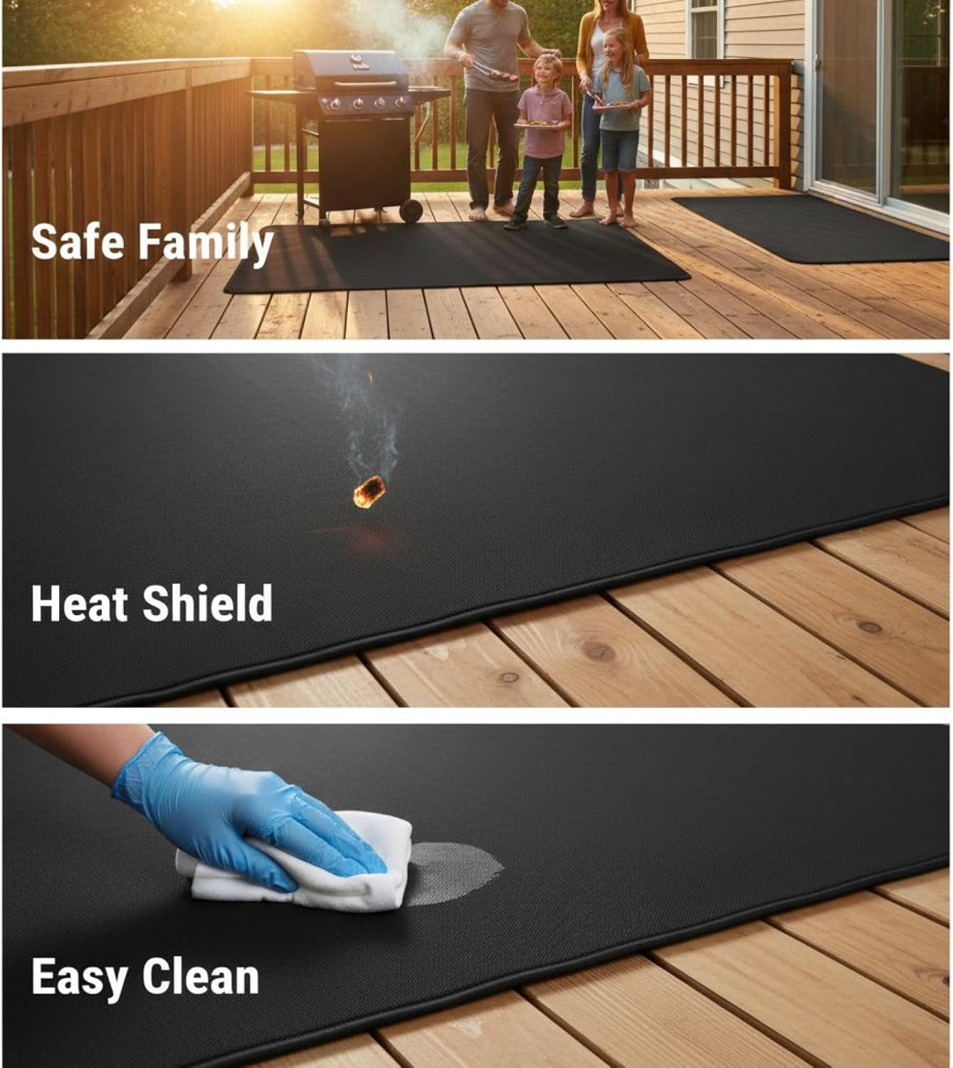 35.8 X 48 In Fire Pit Mat, Flame Retardant Grill Pad, High-Temperature Resistant, For Decks & Patios, Fire Resistant Under Grill Mat