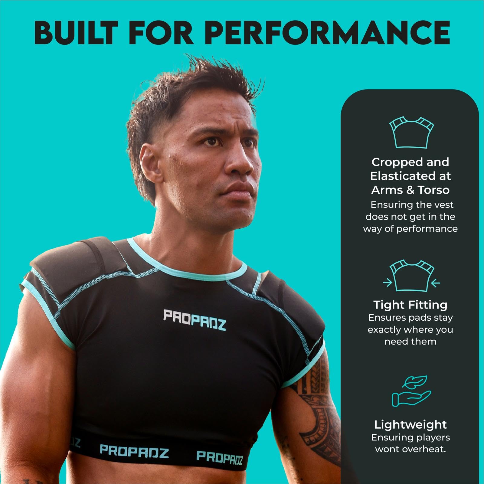 PROPADZ AC Shoulder Protection Vest – AC Joint Recovery & Impact Relief for Rugby Players – Includes Vest + 2 Gel Pads – Designed for Injury Prevention & Shoulder Support