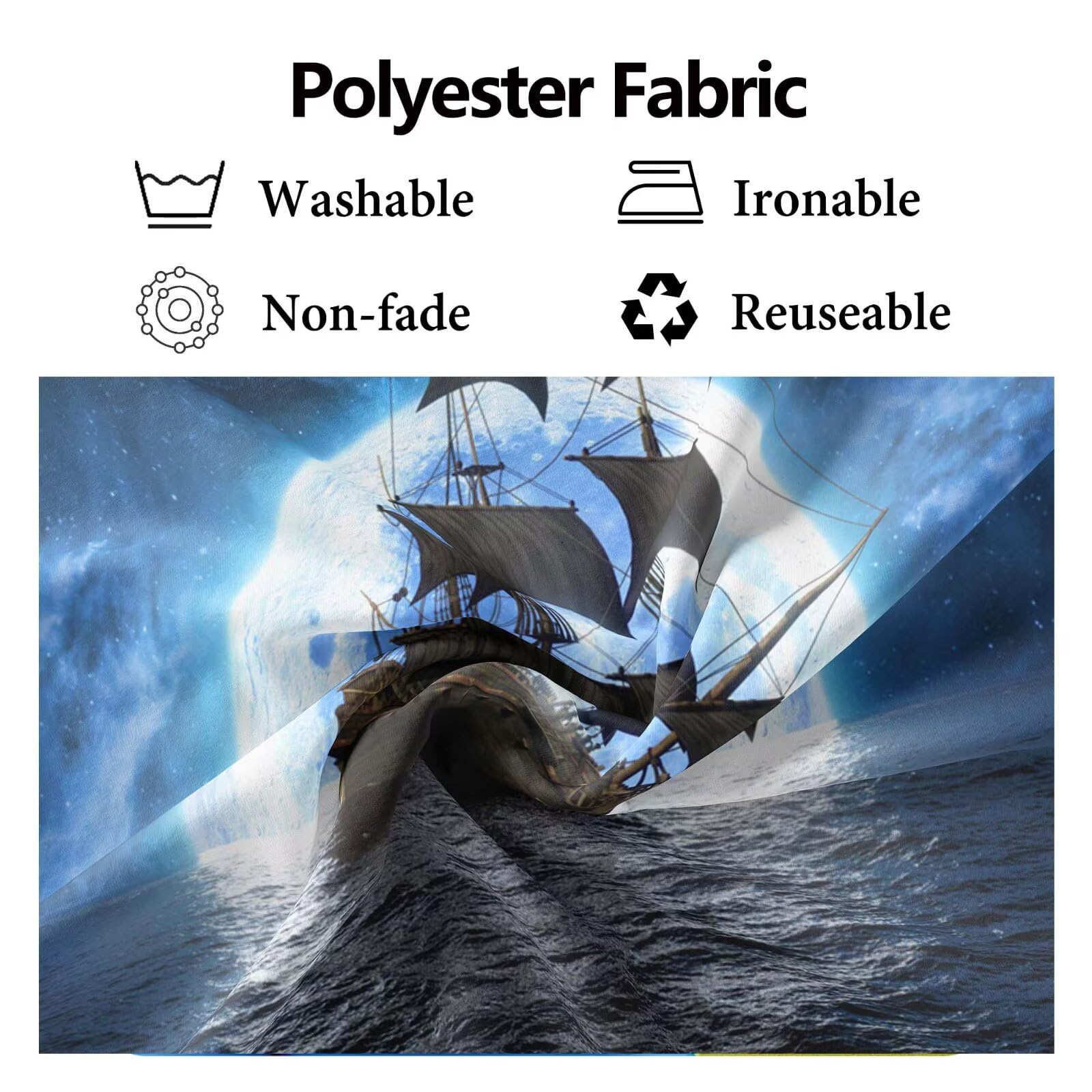 UMURILXY Fotohintergrund – 3x2,4 M, Piratenschiff-Motiv, Aus Polyester, Für Halloween & Partys