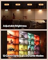 Vista 4 de Luces de disco con control remoto, 13 colores RGB LED para debajo del gabinete, luces de gabinete recargables con batería, luces de grifo, luces