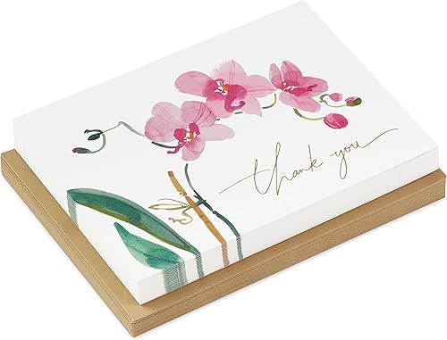 Miniatura 4 de Hallmark Notas de agradecimiento de orquídea rosa (20 tarjetas en blanco con sobres) para despedida de soltera, baby shower, boda, cumpleaños