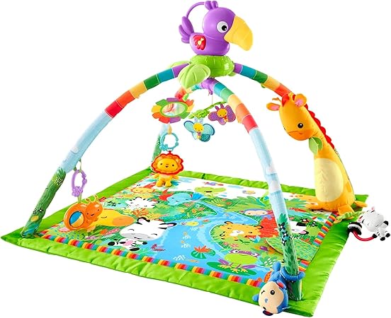 Amazon フィッシャープライス Fisher Price レインフォレスト デラックスジムii 0カ月 知育玩具 布おもちゃ Dfp08 おもちゃ おもちゃ