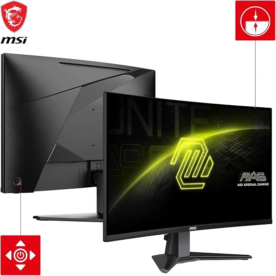 MSI 27 MAG 27C6F Gaming Monitor, FHD, 16:9 Curve 1500R, Rapid VA 180Hz 1ms, Adaptive-Sync