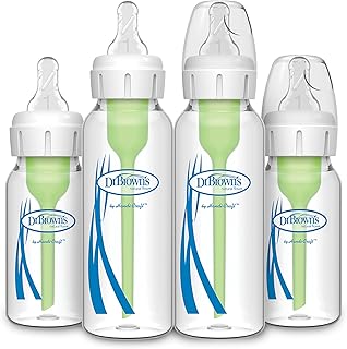 Dr. Brown’s Natural Flow® Anti-Colic Options+™ Narrow Glass Baby Bottles, 2-Pack, 8 oz/250 mL & Natural Flow® Anti-Colic Options+™ Narrow Glass Baby Bottles, 2-Pack, 4 oz /120 mL