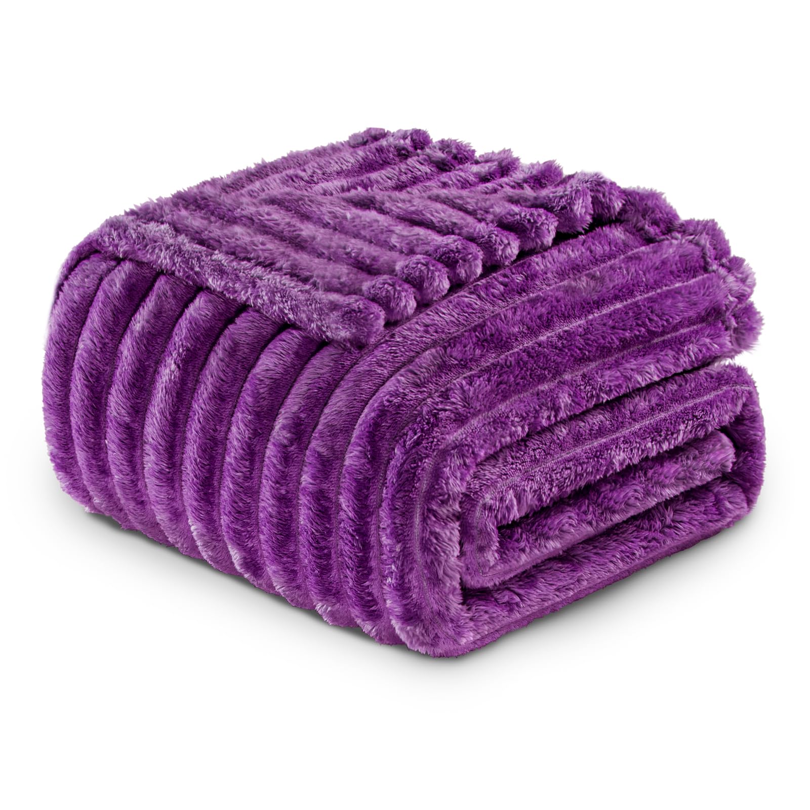 Exclusivo Mezcla Fleece Throw Blanket for Sofa Super Soft Striped Jacquard Bed Blanket