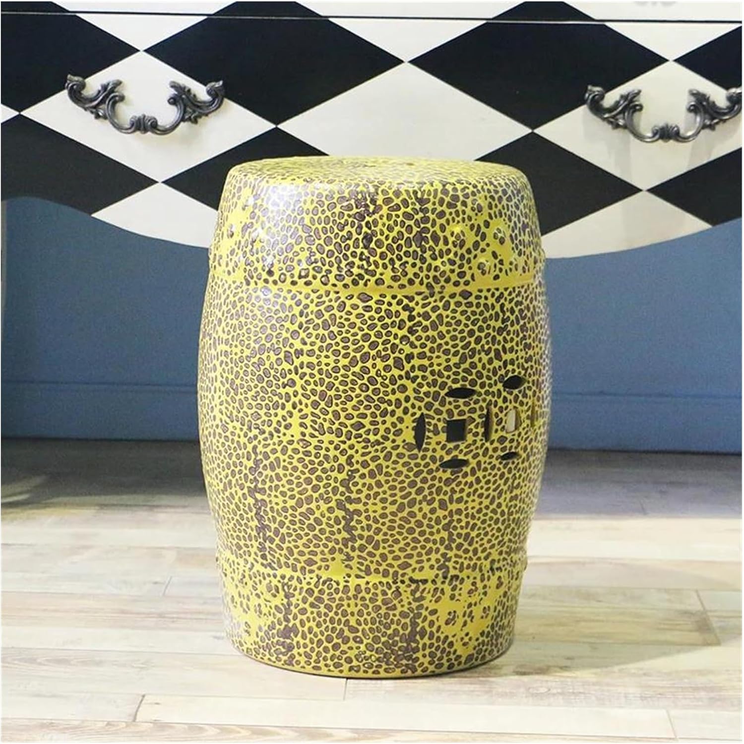 Decorative Garden Stools, Ceramic Stool Outdoor Benches Blue and White Landscape Lotus Drums Stools Dressing Changing Porcelain Ceramic Stool(D)