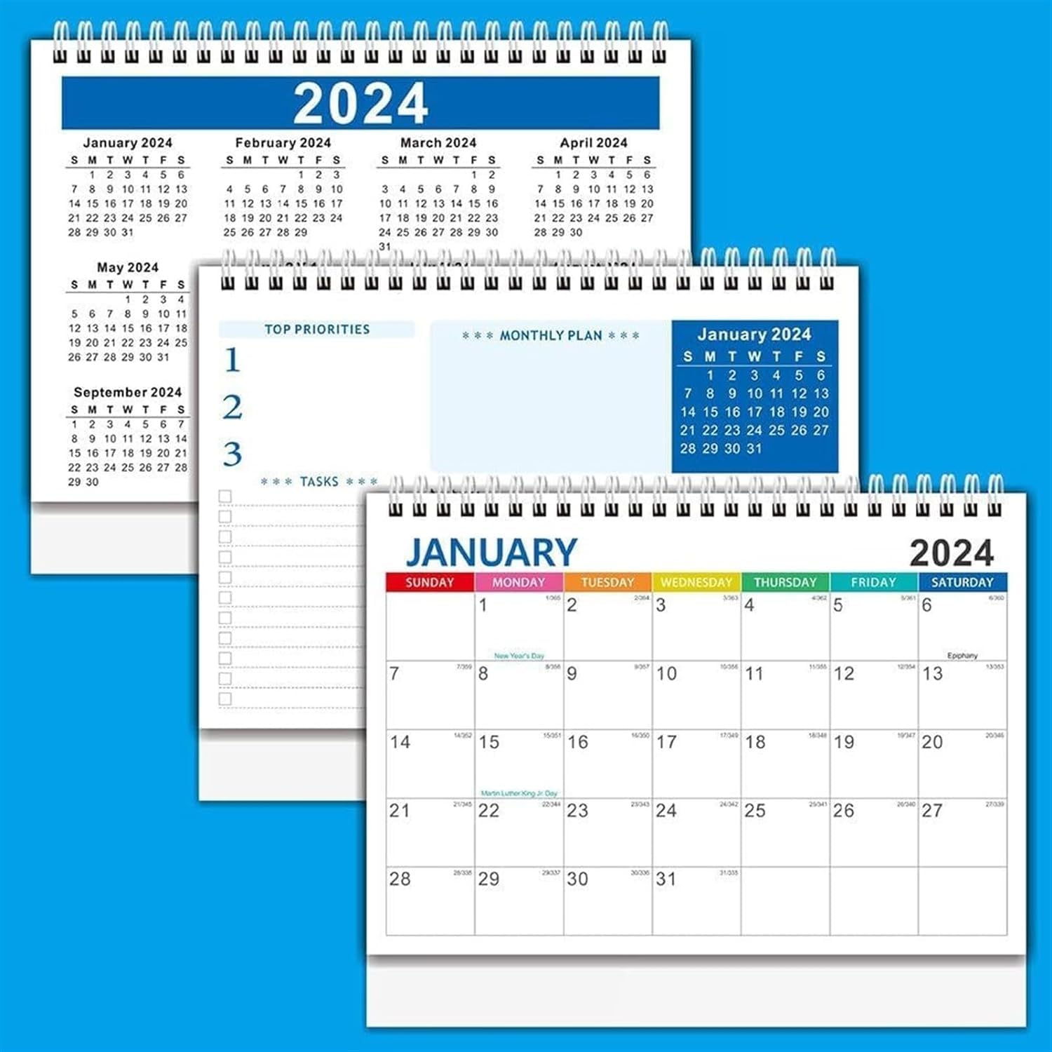 Calendario, calendario da parete, calendario 2024 calendario da scrivania 2024 12 mesi annuale calandra mensile notebook calendario da parete calendario da ufficio (colore: 3 pezzi)