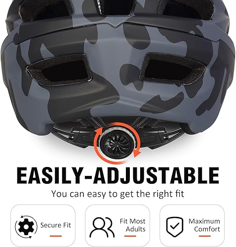 Miniatura 7 de Casco de bicicleta de montaña Bosoar, casco de ciclismo para adultos con soporte para cámara y visera desmontable para hombres, mujeres y jóvenes,