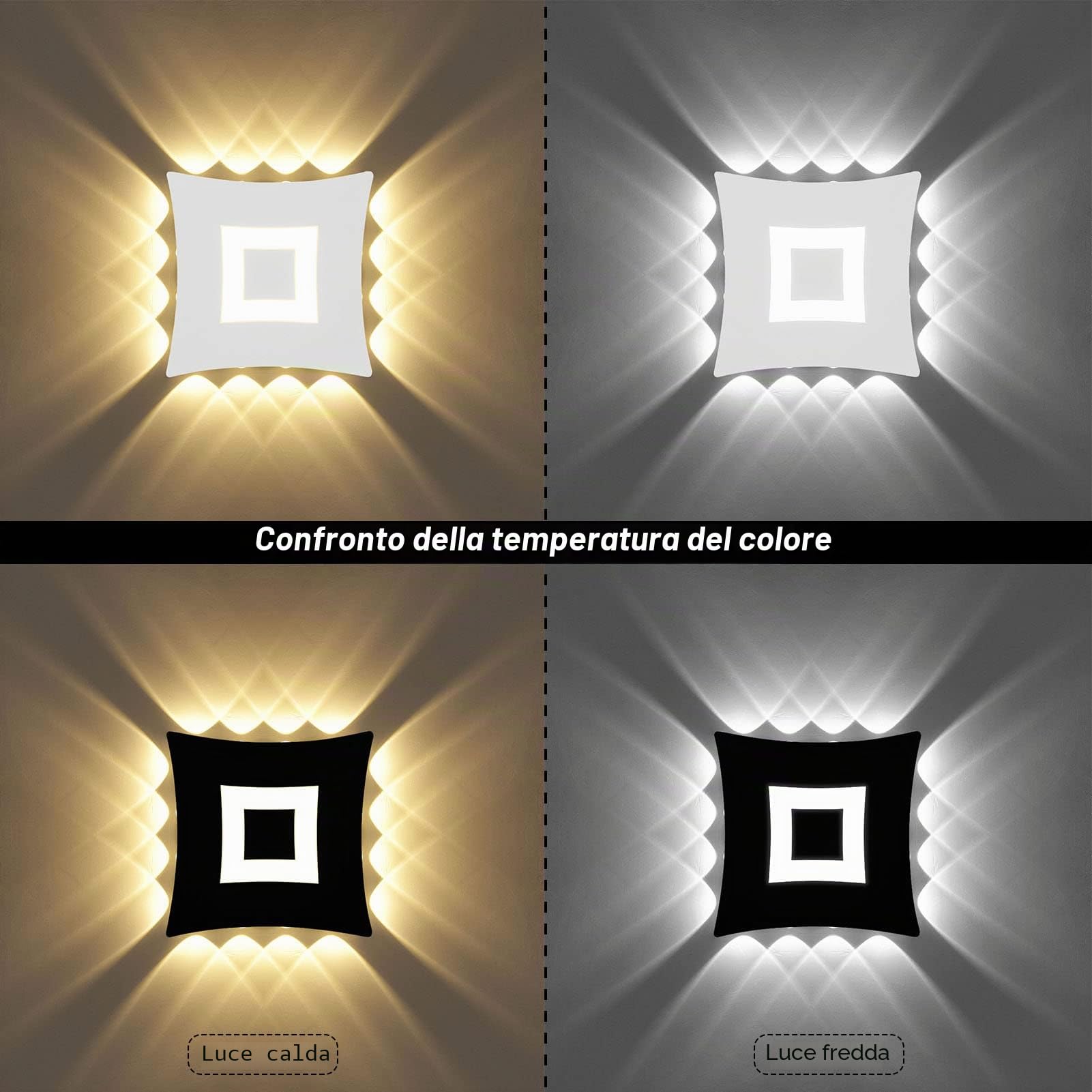 KAWELL 22W Moderno Applique da Parete LED Lampada da Muro Interno Esterno | Alluminio Lampada da Parete, Impermeabile IP65, per Camera da Letto Bagno Soggiorno Scale Corridoio Ingresso