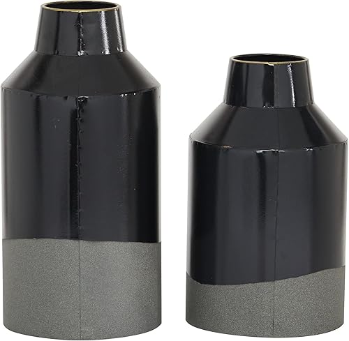 Miniatura 3 de The Novogratz Jarrón de metal, juego de 2 10 pulgadas, 12 pulgadas de alto, negro