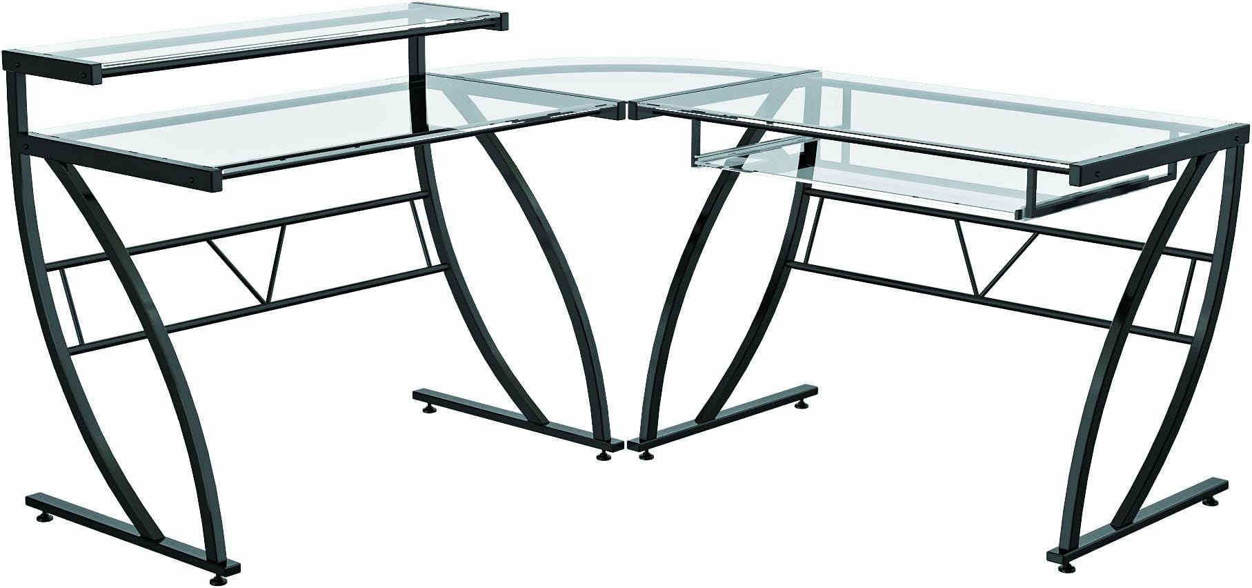 Belaire Glass L-Shaped Computer Desk