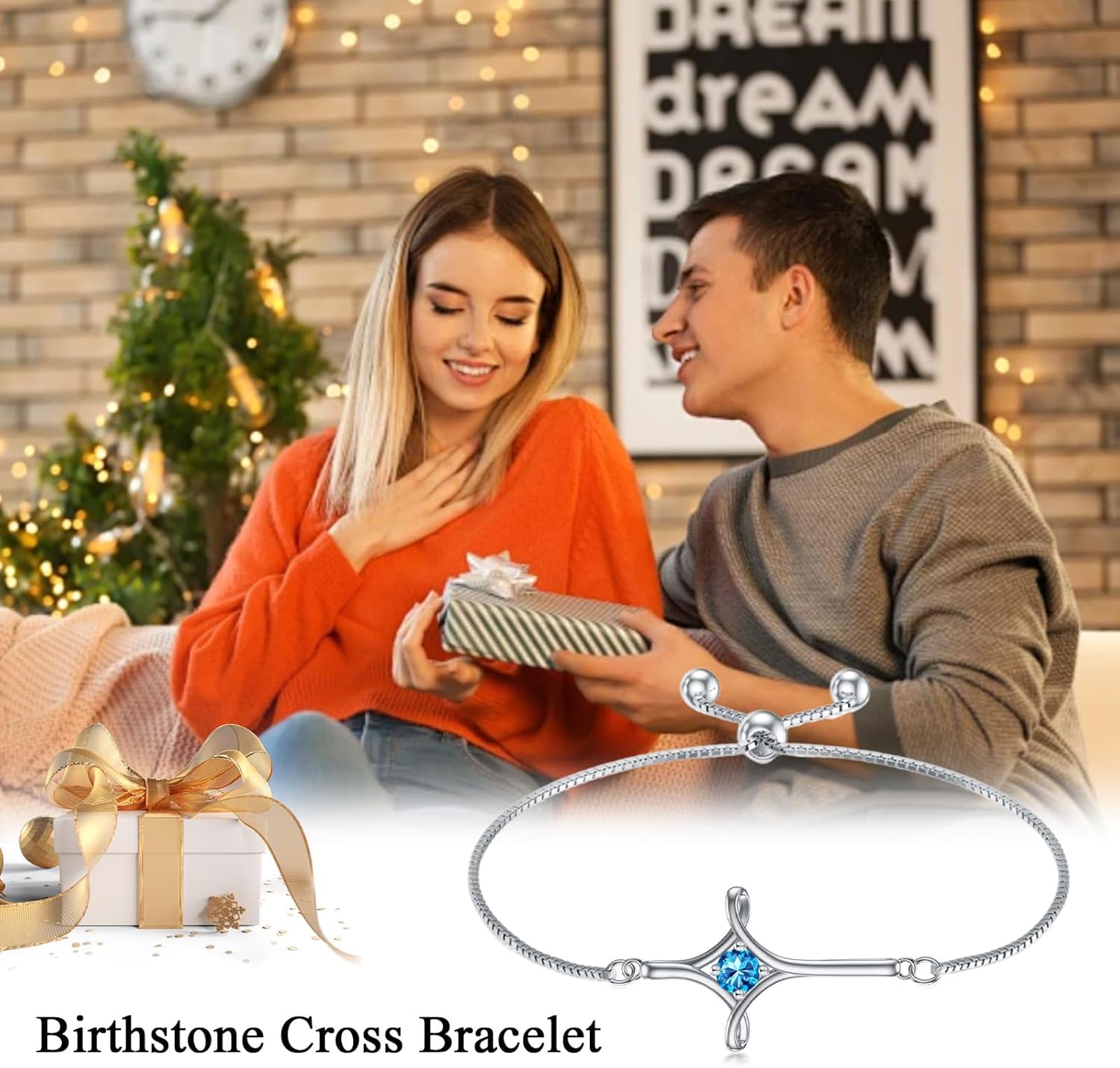 TOUPOP Birthstone Cross Bracelet for Women 925 Sterling Silver Cross Infinity Bracelet Fine Jewelry Birthday Valentines Day Gifts for Her Girlfriend Wife - Image 3