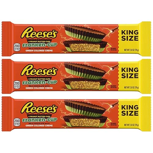 Miniatura 8 de Reese'sHalloween - Tazas de mantequilla de maní tamaño King, paquete de 3, taza Franken inspirada en Frankenstein, chocolate con leche con barras de