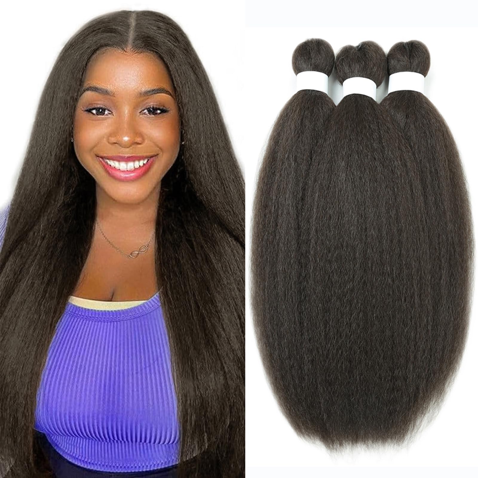 goodear Kinky Straight Vixen Crochet Hair Bundles, 26 Inch, 3 Pack