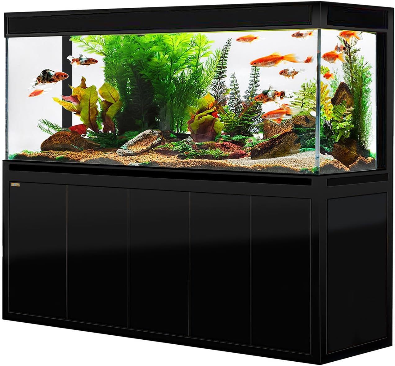 Aqua Dream 400 Gallon, All-in-One Aquarium Fish Tank with Tempered Ultra-Clear Glass, Includes Cabinet Stand, Multi-Chamber Filtration Sump, Filter Media, 75W 2000 GPH Water Pump - Black