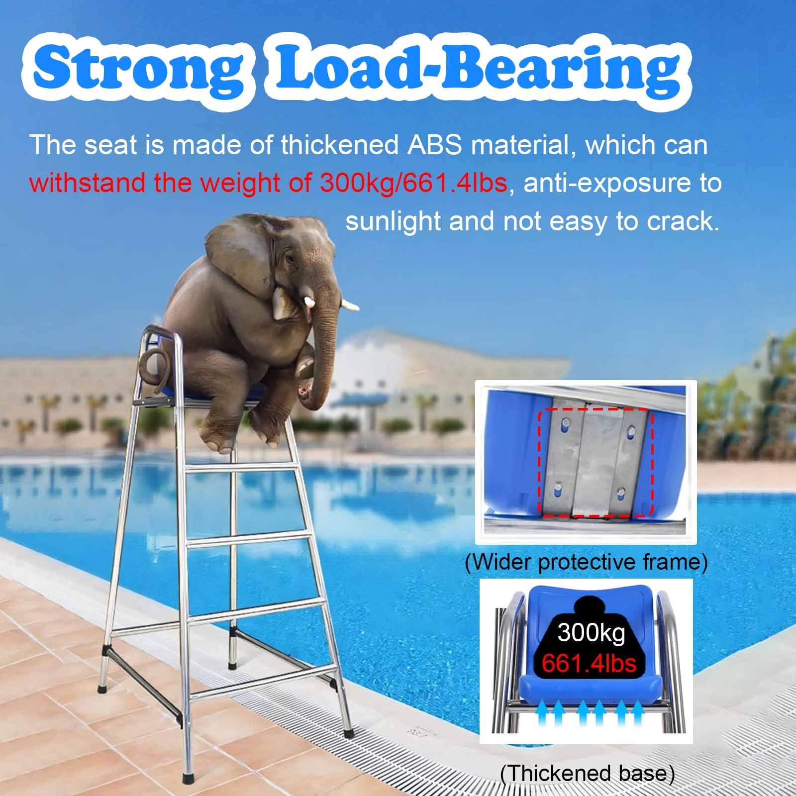 Espositore per Campioni Sedie da Bagnino Staccabili a Bordo Piscina, Alta osservazione salvavita per Piscina Interna/Esterna, Sgabello con Scala antiruggine per la Vista sulla Spia