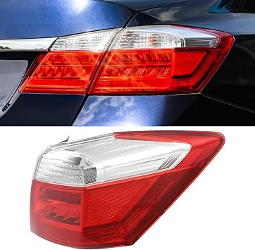 For 2013-2015 Honda Accord Sedan Submodel EX-L, Touring LED Tail Light with Bulb, Rear Taillamp Brake Light Replacement, 33500T2AA12, 33550T2AA12 Passenger Side