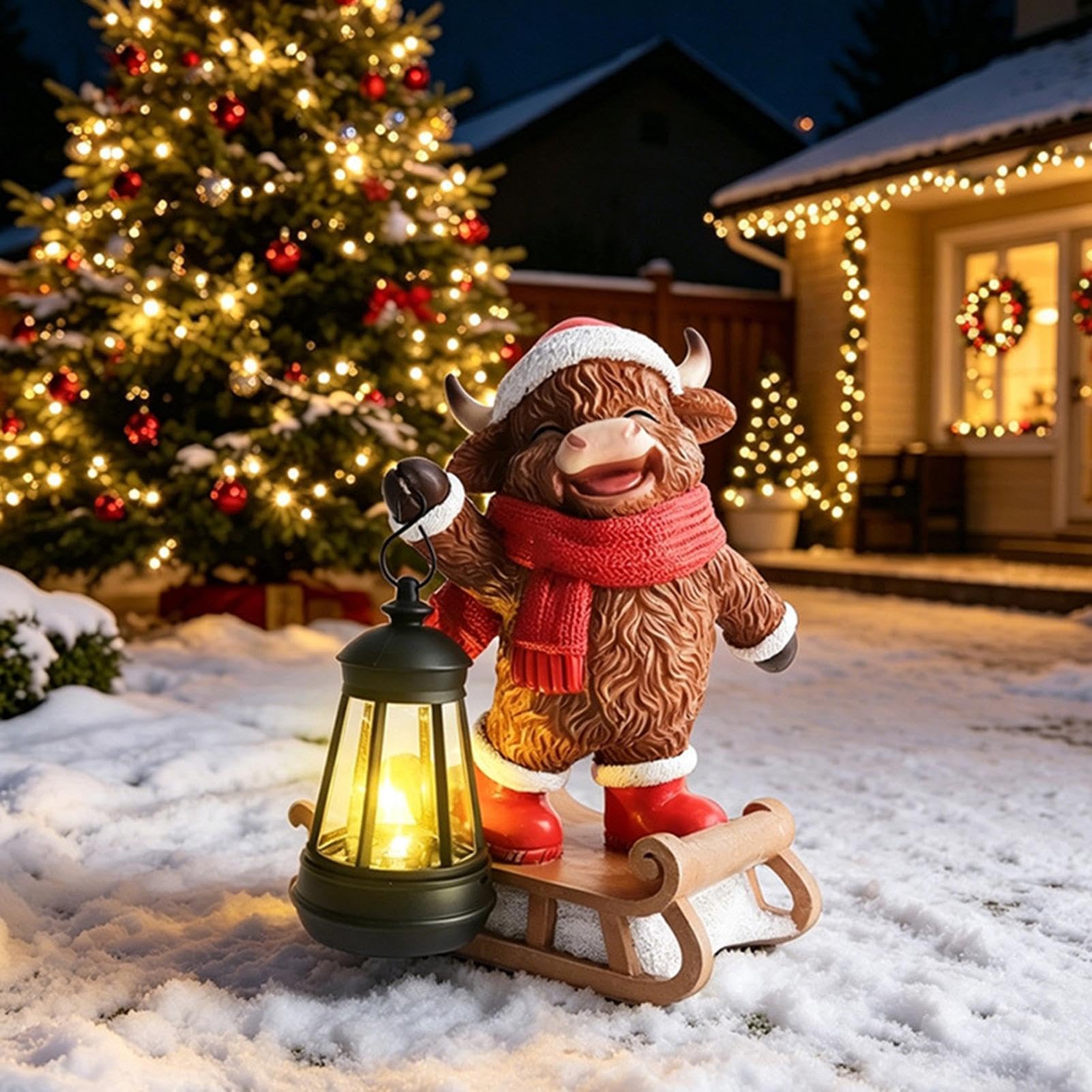 Decorazione solare della lanterna illuminata LED della resina di Natale
