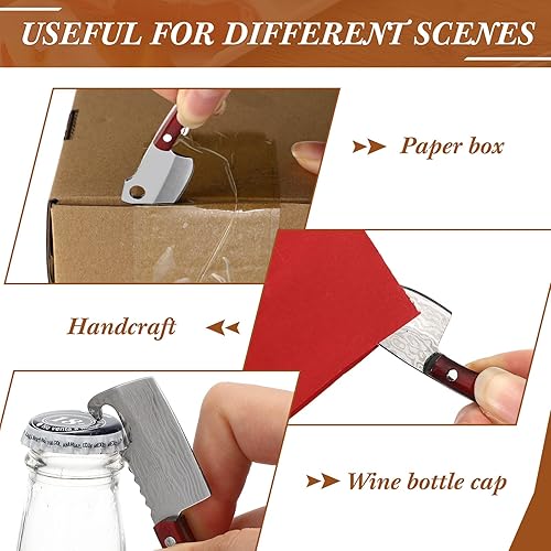 Miniatura 3 de Juego de 14 cuchillos de bolsillo de Damasco con cuchillo pequeño con cuchillo de vaina para paquete abrebotellas de cerveza cortador de caja con