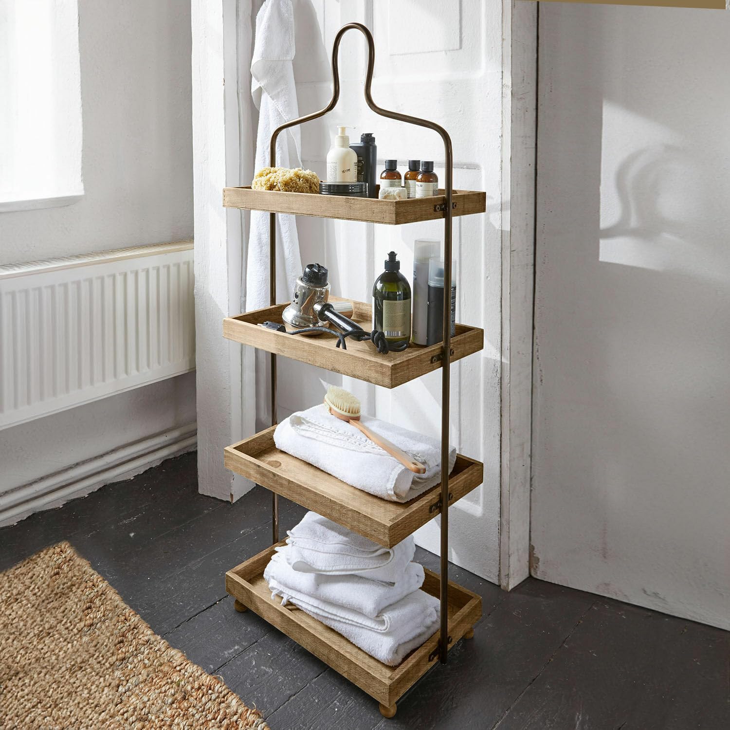 Loberon Etagere Lasse, braun/schwarz