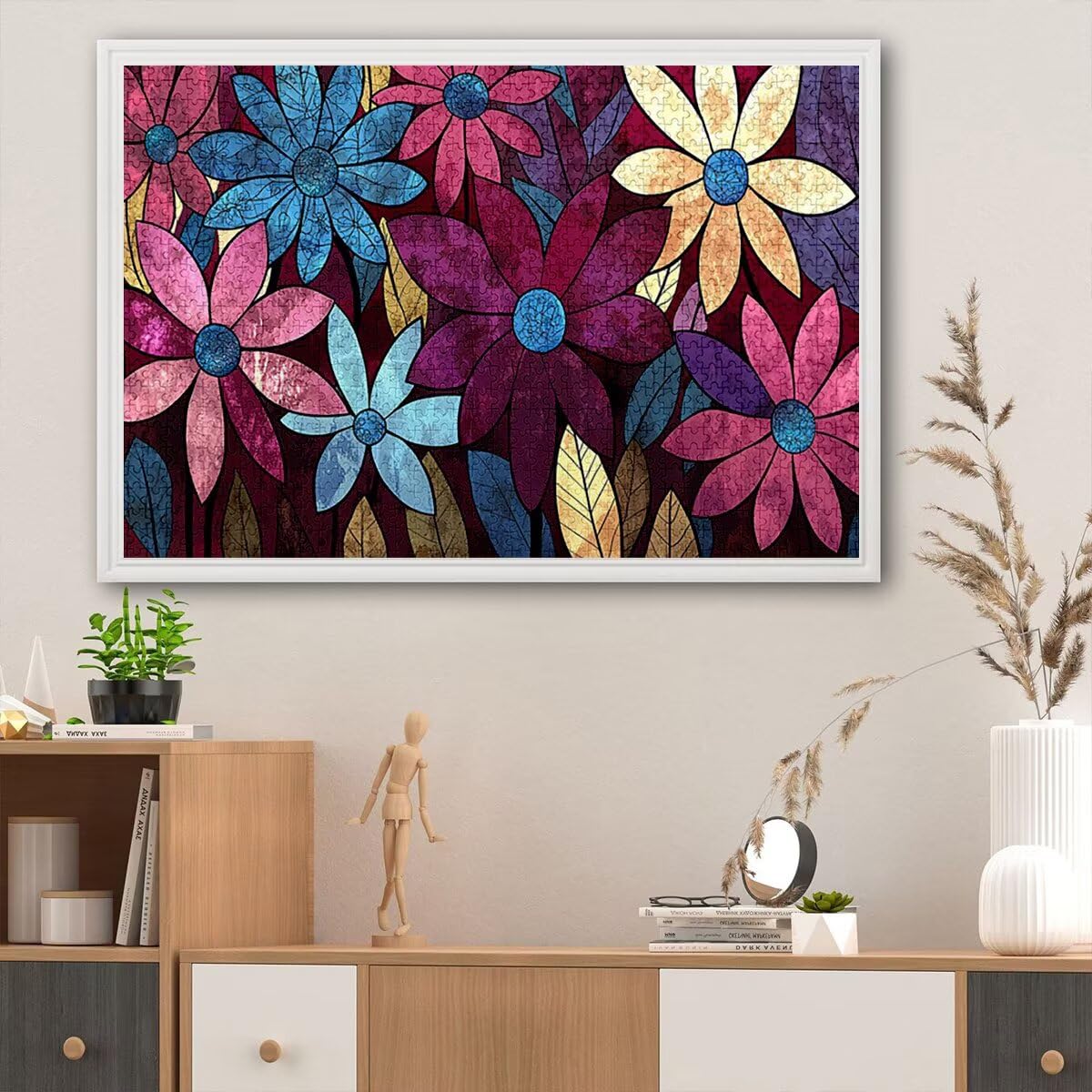 Puzzle 2000 sztuk kwiat dla dorosłych, abstrakcyjne drewniane puzzle dla dorosłych, trudne drewniane łamigłówki, rodzinne gry edukacyjne, łamigłówki z pudełkiem na prezenty dekoracje do domu, prezent