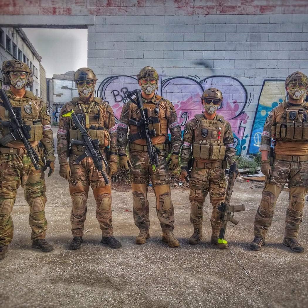 Outgeek Airsoft Half Face Mask Steel Mesh and Goggles Set for Halloween and Xmas (Khaki Set) 1 : Sports & Outdoors