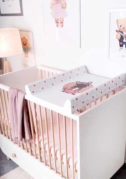 Ceba Baby® Cambiador Bebe para Cuna - Cambiador Rígido para Bebés - 70x50 cm - 2 Cuñas - Almohadilla Cambiadora Lavable para Niñas y Niños - Certificado Öko-Tex - Giardino - 70x50 cm - 3
